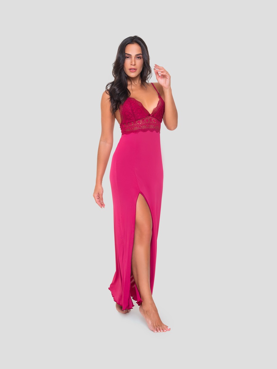 CAMISOLA FEMININA BOCEJINHO LONGA ALÇA LIGANETE VINHO