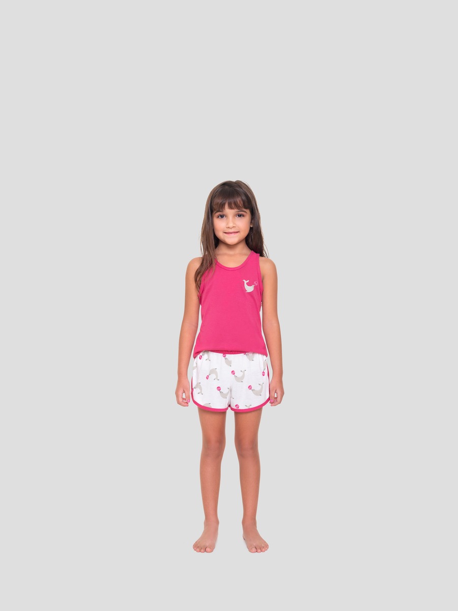 SHORTDOLL FEMININO JUVENIL BOCEJINHO REGATA FOCA ROSA MÃE E FILHA