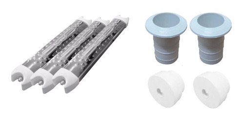 Kit 3 Degraus Inox Sodramar + Chumbador E Ponteira Piscina