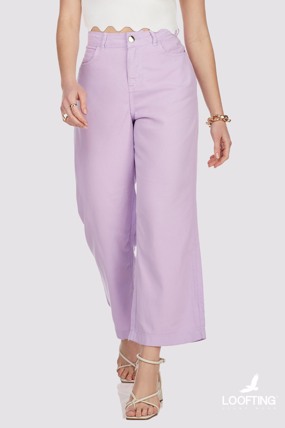 Calça Wide Leg Cropped Bia Lavanda 