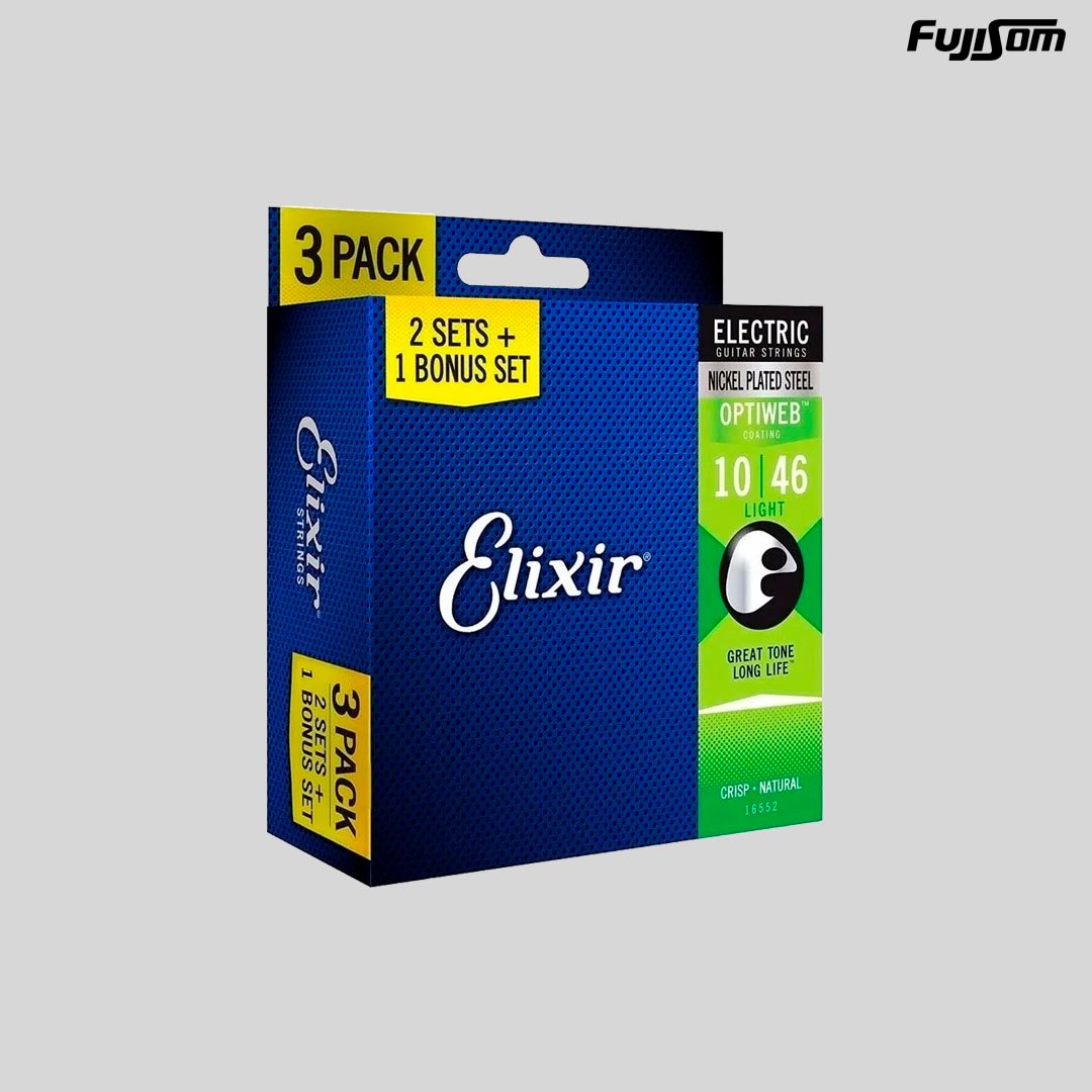 KIT ENCORDOAMENTO ELIXIR PARA GUITARRA 010 OPTIWEB LIGHT