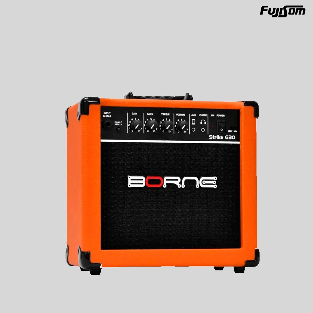 CUBO BORNE PARA GUITARRA STRIKE G-30 LARANJA 15W