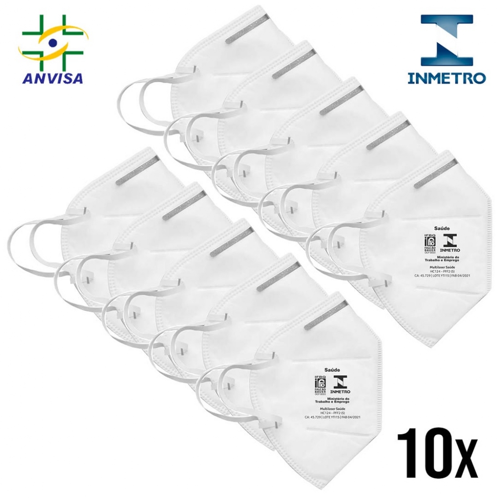 10 Máscaras KN95 com Selo INMETRO e ANVISA PFF-2 Multilaser