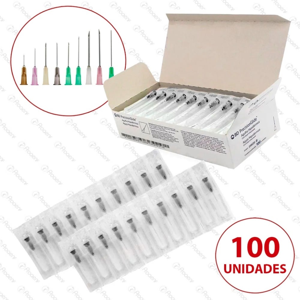 Agulha BD caixa c/ 100 unidades todos os tamanhos esterilizada