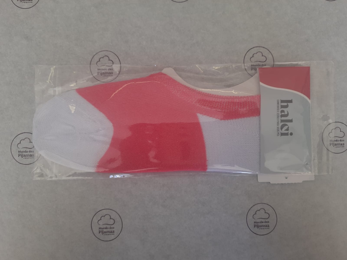 MEIA FEMININA HALCI SUPER SOQUETE ROSA/BRANCO
