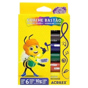 Tinta guache bastão 10g 6 cores