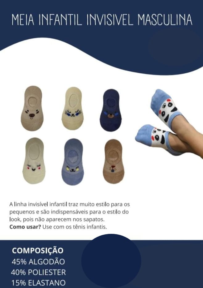 MEIA INFANTIL HALCI MASCULINO INVISIVEL 0 A 3 MESES SORTIDO