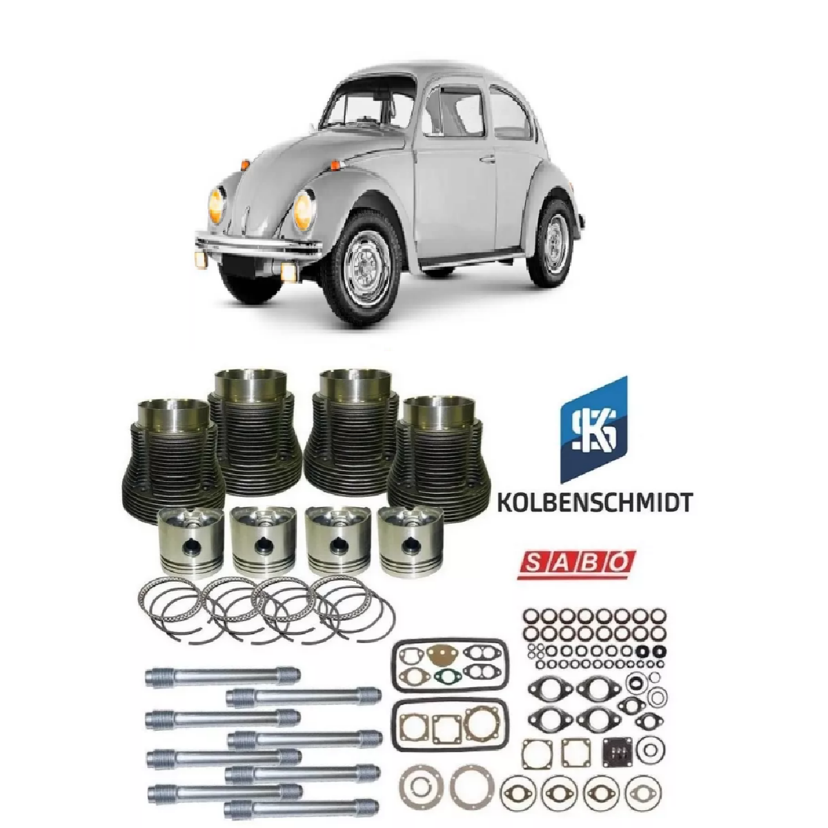 KIT MOTOR FUSCA 1300 (CAMISA/PISTAO/ANEIS/CAPATUCHO/JUNTA) KS