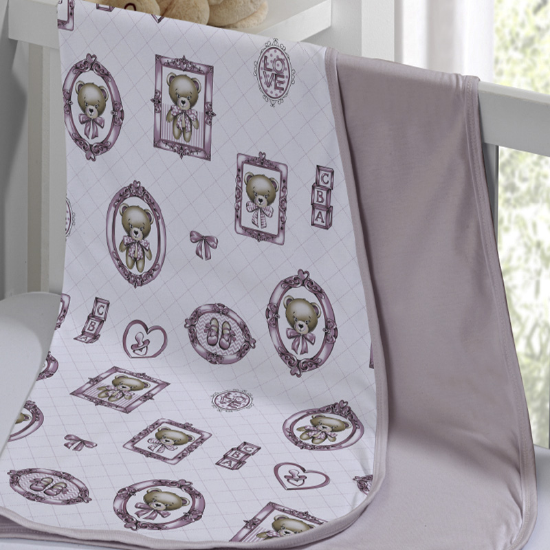 Cueiro Duplo Tecebem Baby Cristina Malha 100% Algodão Estampado kinder 80cm x 90cm Rose