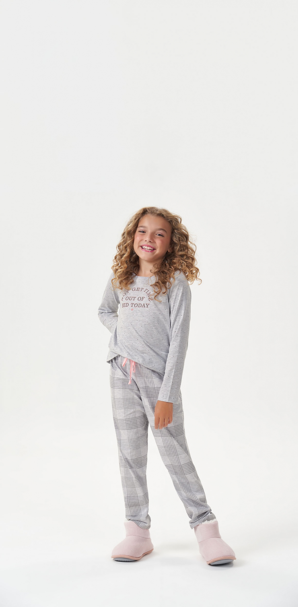 PIJAMA FEMININO COR COM AMOR JUVENIL MANGA LONGA XADREZ FAMILIA MESCLA