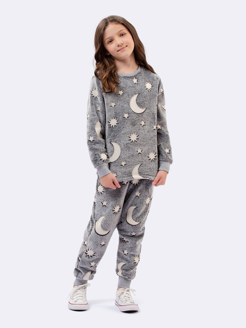PIJAMA FEMININO VEGGI INFANTIL MANGA LONGA PELÚCIA CONSTELAÇÃO