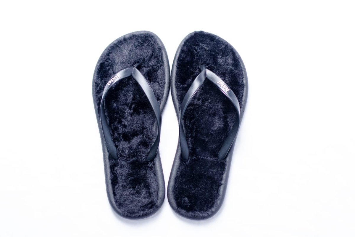 CHINELO FEMININO HALCI PELUCIA REDONDO PRETO