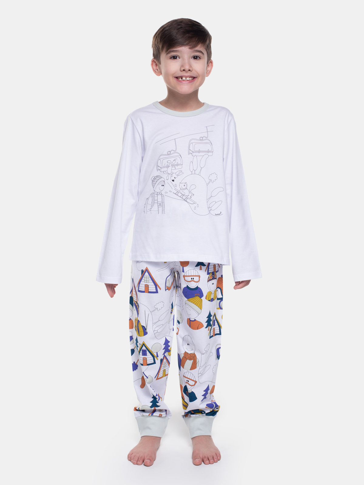 PIJAMA MASCULINO INFANTIL SONHART MANGA LONGA PUNHO BRANCO