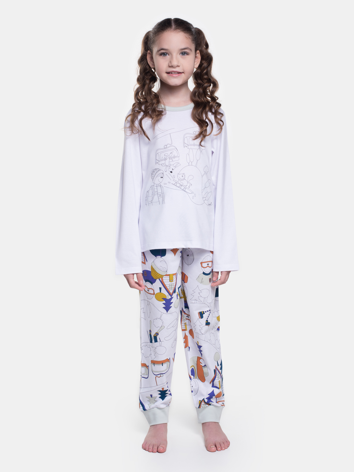 PIJAMA FEMININOSONHART INFANTIL MANGA LONGA ALGODÃO BRANCO PUNHO