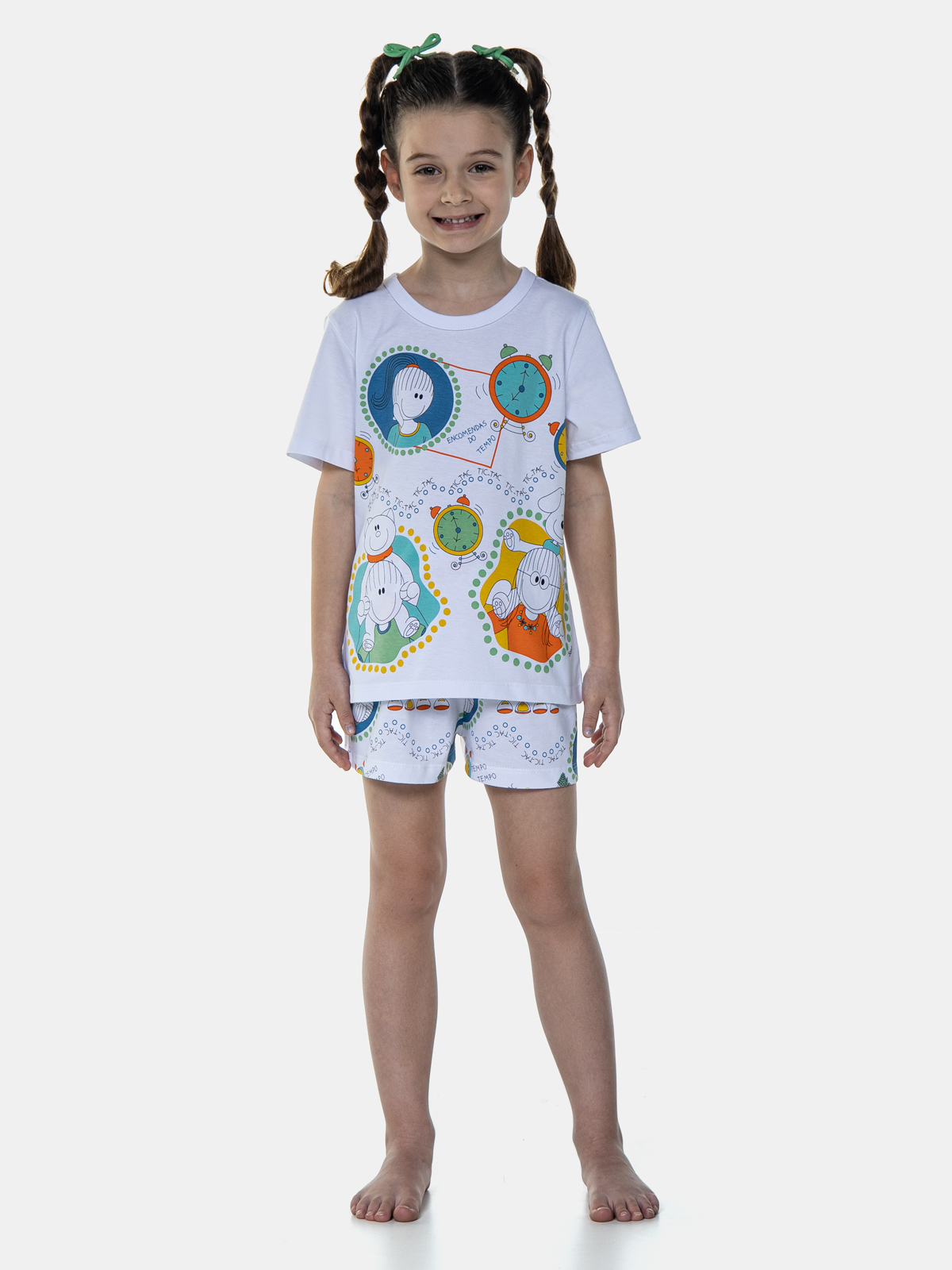 SHORTDOLL FEMININO INFANTIL SONHART MANGA CURTA SHORT ALGODÃO BRANCO