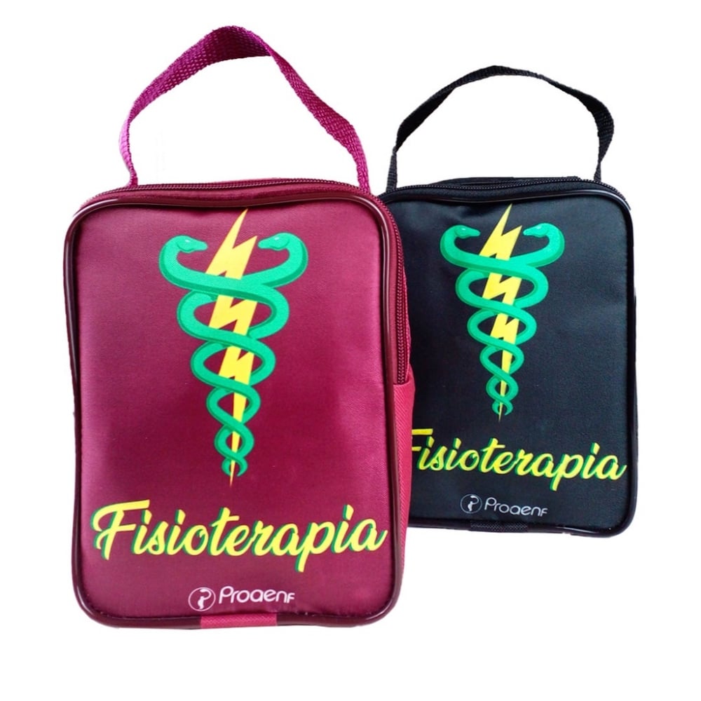 Bolsa temática Fisioterapia com Ziper Preto e Bordô