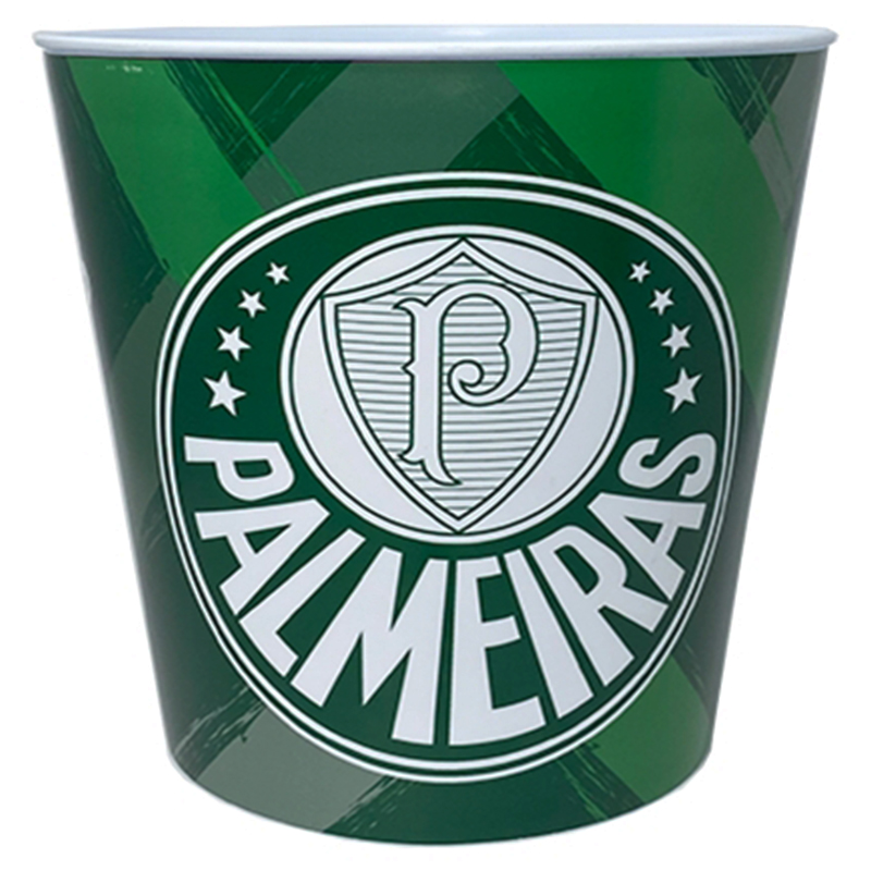 Balde de Pipoca Allmix Plástico Palmeiras 3 Litros Oficial Branco