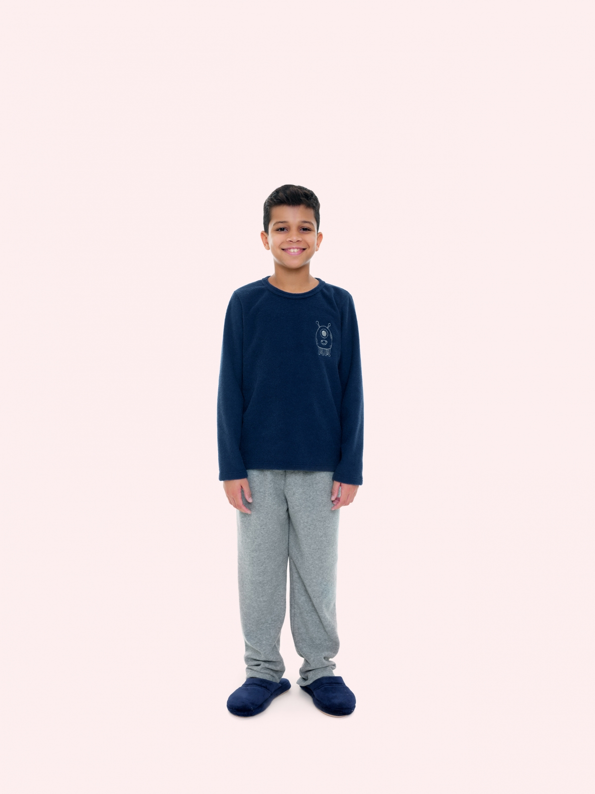 PIJAMA MASCULINO INFANTIL BOCEJINHO PLUSH MARINHO COM MESCLA
