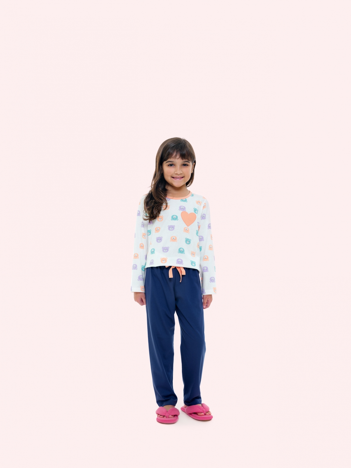 PIJAMA FEMININO JUVENIL MANGA LONGA CALÇA ALGODÃO COLORS