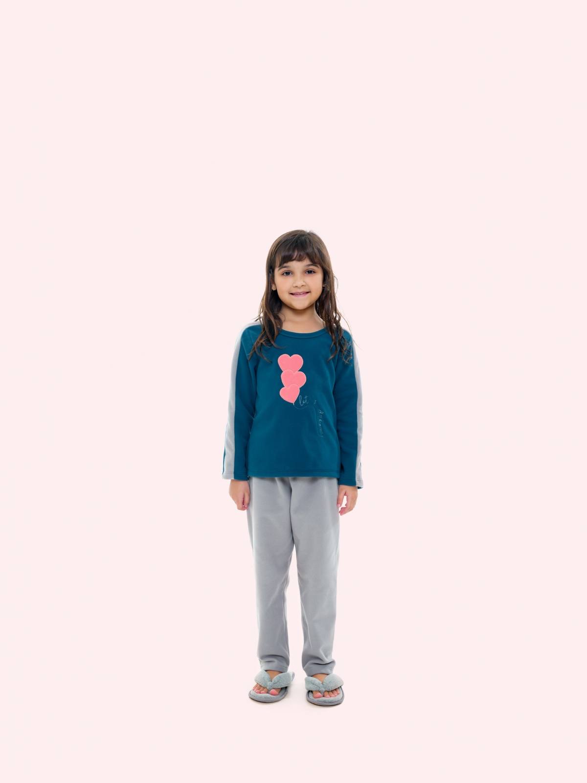 PIJAMA FEMININO JUVENIL BOCEJINHO MANGA LONGA E CALÇA SOFT 3 CORAÇÕES