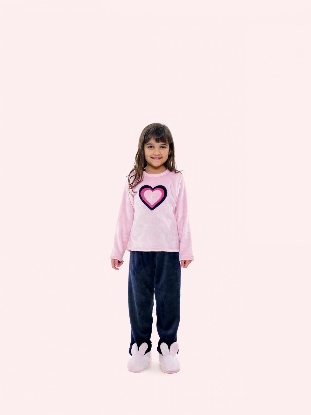 PIJAMA FEMININO JUVENIL BOCEJINHO MANGA LONGA E CALÇA CORAÇÃO