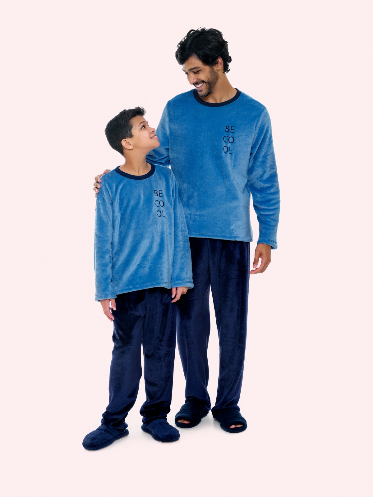 PIJAMA MASCULINO BOCEJINHO MANGA LONGA E CALÇA FLEECE AZUL
