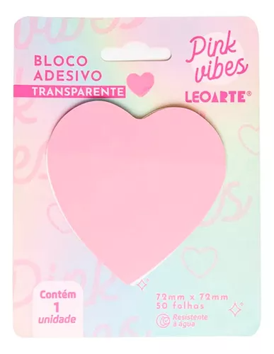 Bloco adesivo transparente Pink Vibes 72x72mm 50 fls