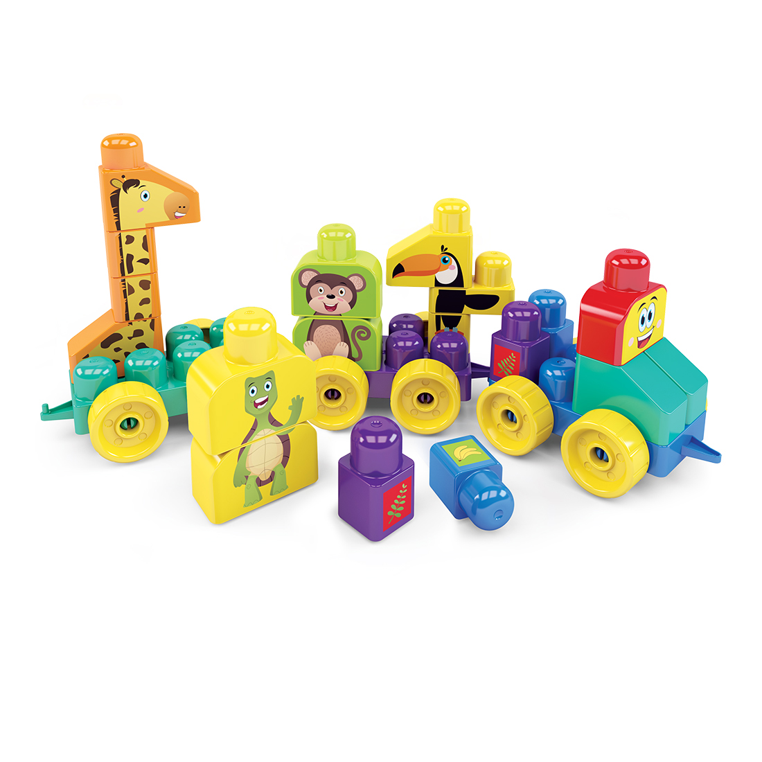 Brinquedo pedagogico Trem Puxa Zoo Dismat MK362