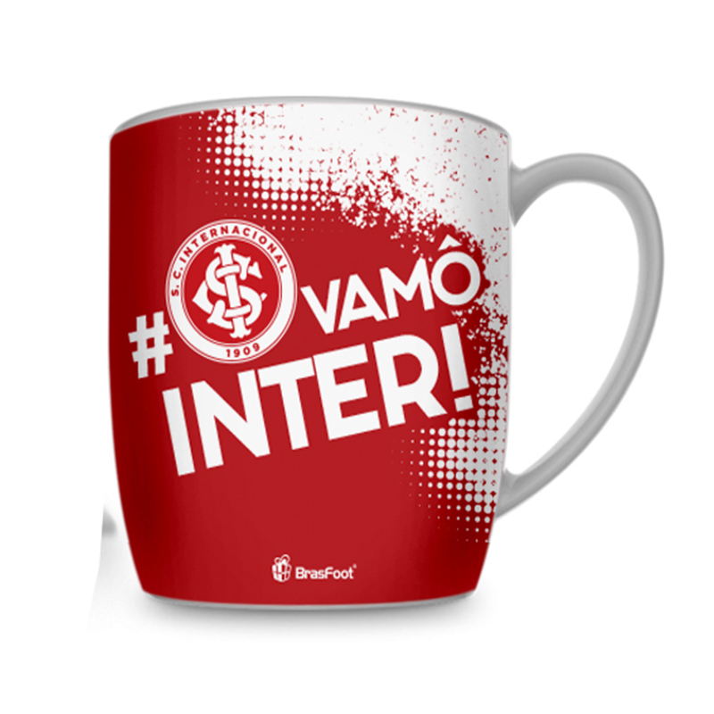 Caneca Porcelana Premium BrasFoot # Vamô Inter 300 ML Urban Licenciada Branco