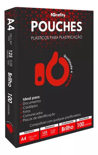 Plástico refil plastificação polaseal A4 220x307mm 125 micras 0.05mm 100 fls