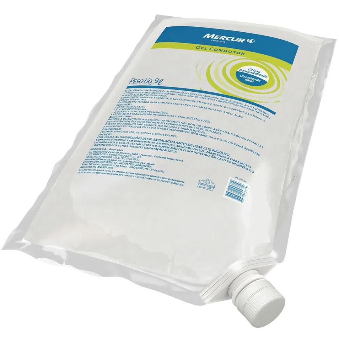 Gel Condutor Clínico 5Kg Sachê Ultrassom ,Exames e Massagem Gel Corporal Certificado Anvisa - MERCUR