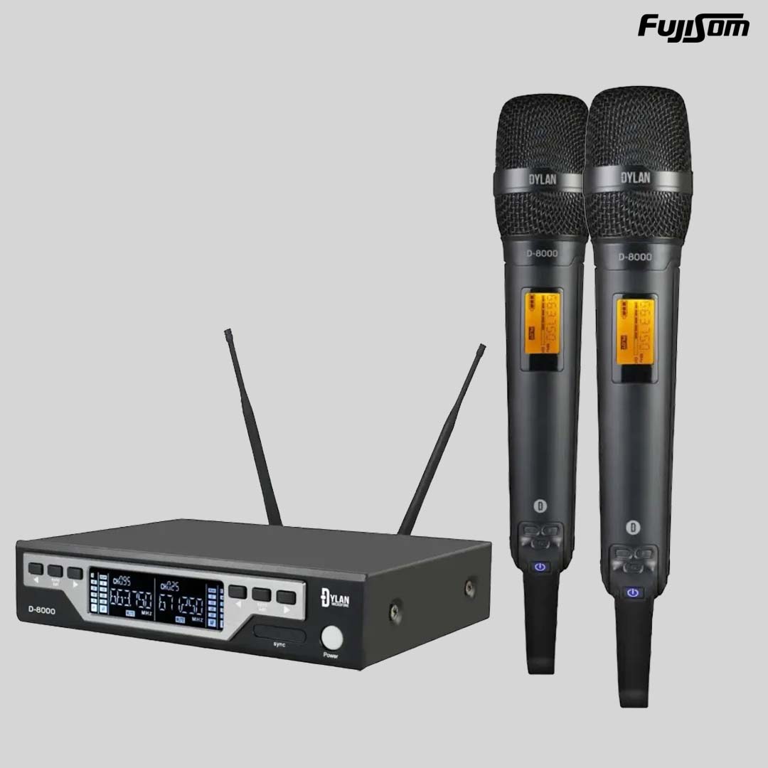 MICROFONE DYLAN SEM FIO DUPLO D-8000S UHF DIGITAL