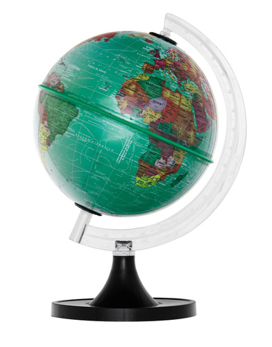 Globo Terrestre 21cm: Aquarela Político - Verde escuro - Base preta