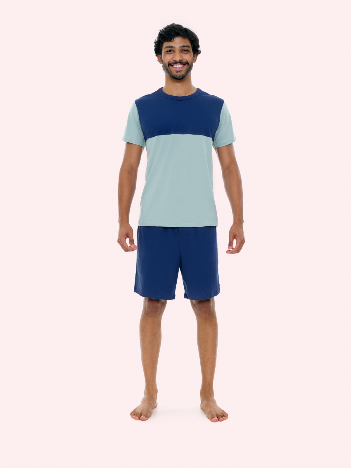 PIJAMA MASCULINO BOCEJINHO MANGA CURTA ALGODÃO AZUL