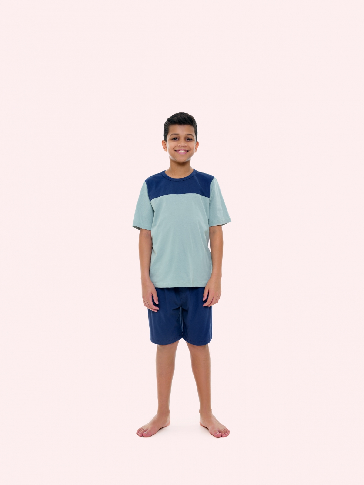 PIJAMA MASCULINO INFANTIL BOCEJINHO MANGA CURTA ALGODÃO AZUL