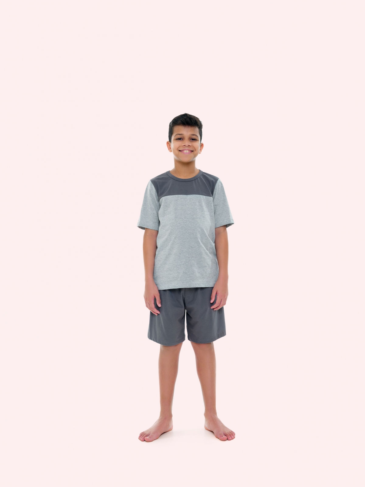 PIJAMA MASCULINO INFANTIL BOCEJINHO MANGA CURTA ALGODÃO CINZA