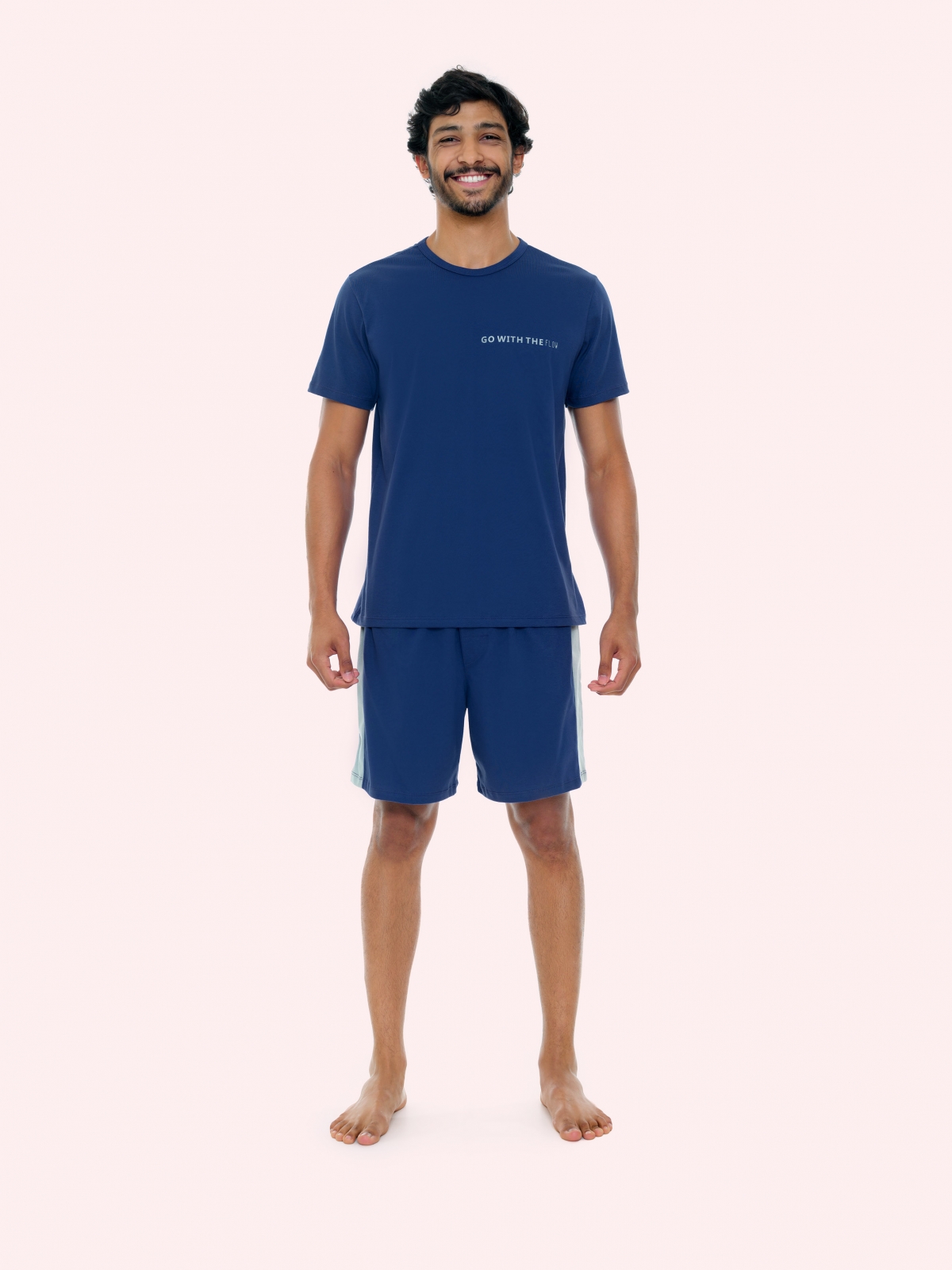 PIJAMA MASCULINO BOCEJINHO MANGA CURTA ALGODÃO GO WITH AZUL