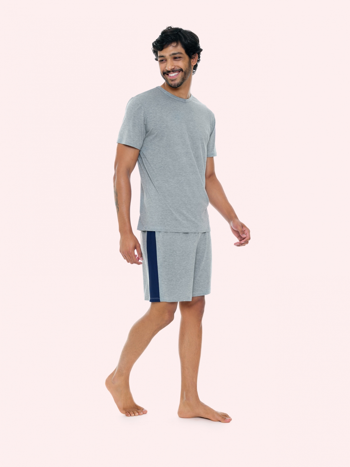 PIJAMA MASCULINO BOCEJINHO MANGA CURTA VISCOLYCRA CINZA