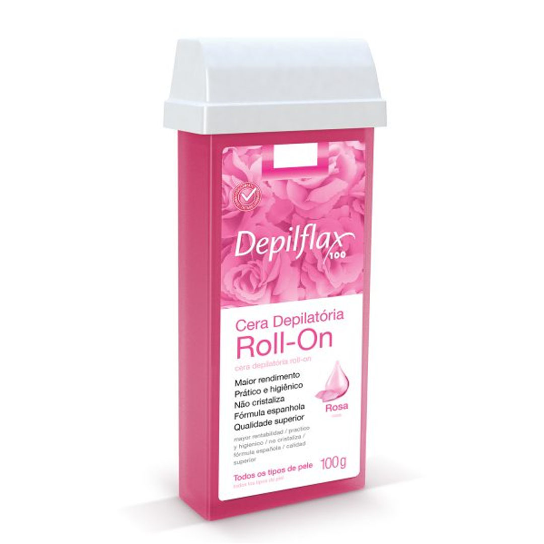 Rollon Cera 100g DepilFlax Rosas Depilação Roll-on Refil