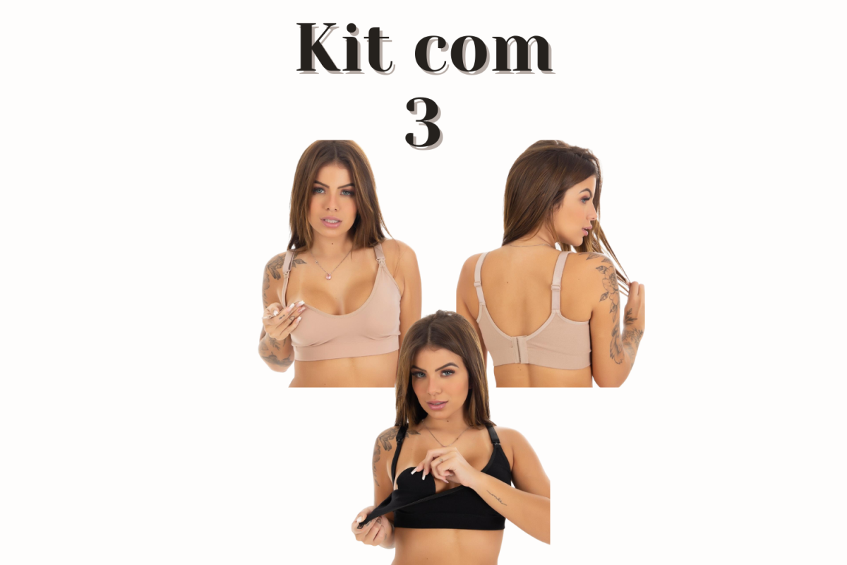 Kit 3 Sutiã Top Reforçado Amamentação 