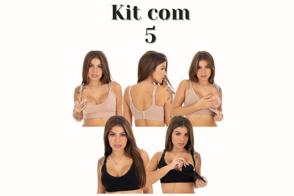 Kit 5 Sutiã Top Reforçado Amamentação 