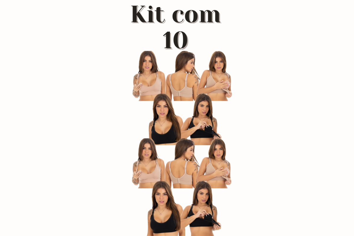 Kit 10 Sutiã Top Reforçado Amamentação 