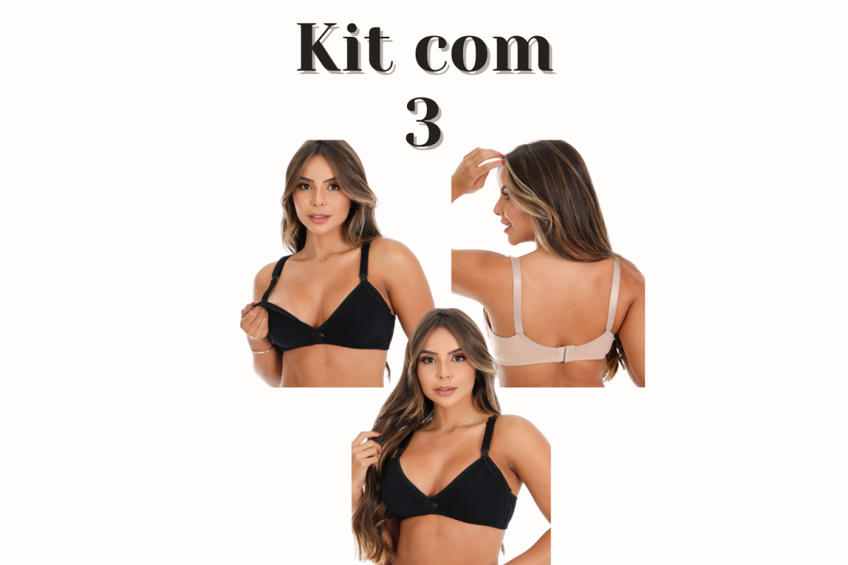 Kit 3 Sutiã Amamentação de Algodão