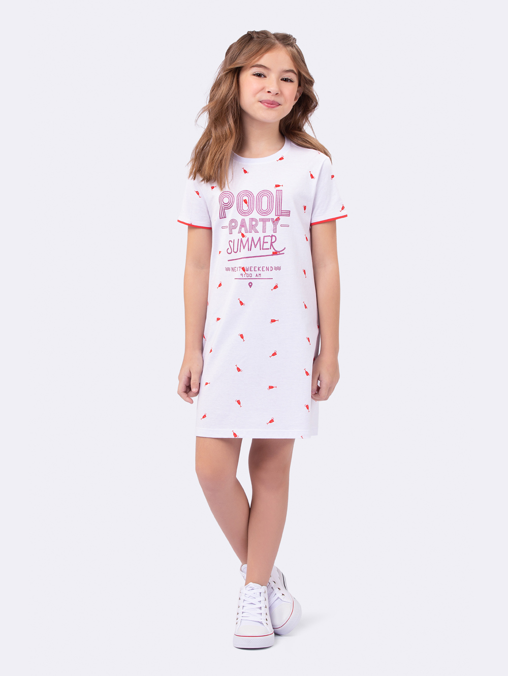CAMISOLA FEMININO JUVENIL VEGGI MANGA CURTA DRINK VERMELHO