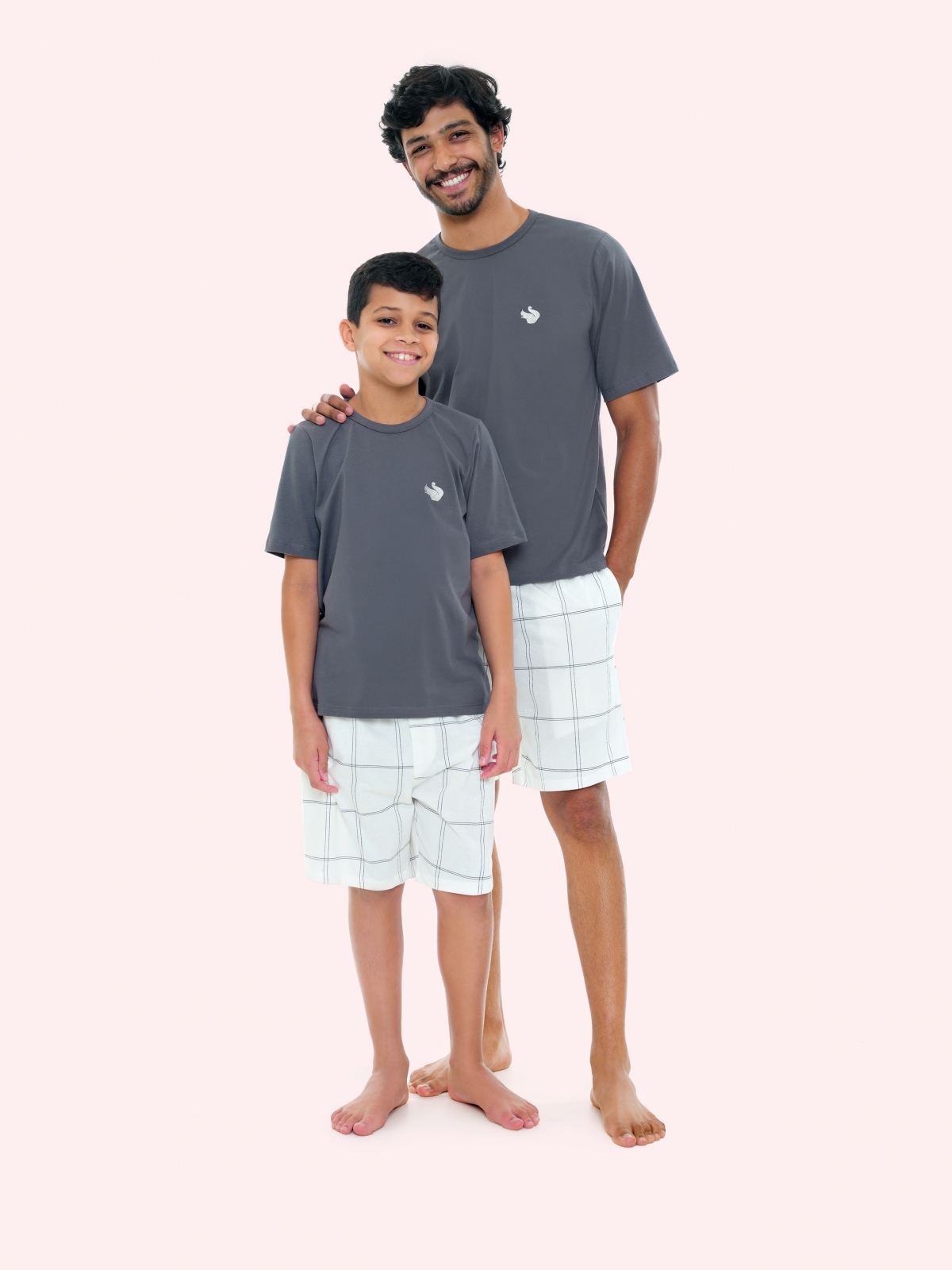 PIJAMA MASCULINO BOCEJINHO MANGA CURTA ALGODÃO XADREZ MESCLA