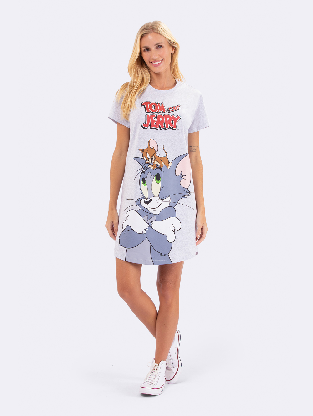 CAMISOLA FEMININO VEGGI MANGA CURTA TOM E JERRY MESCLA