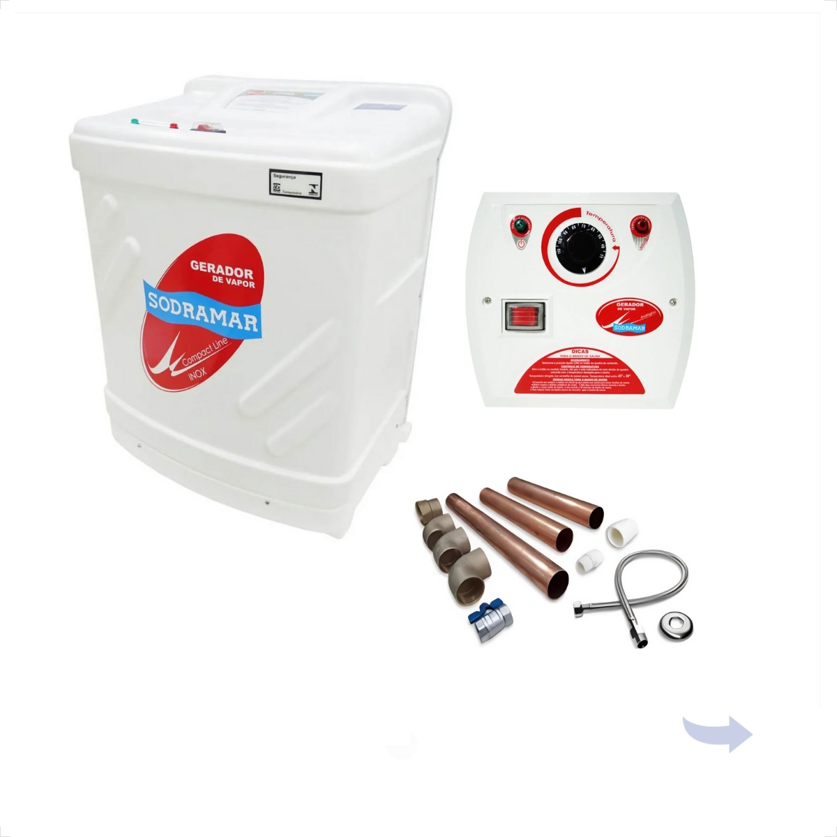 Sauna Vapor 27kw 380v Trif + Quadro Analógico Sodramar Kit Instalação