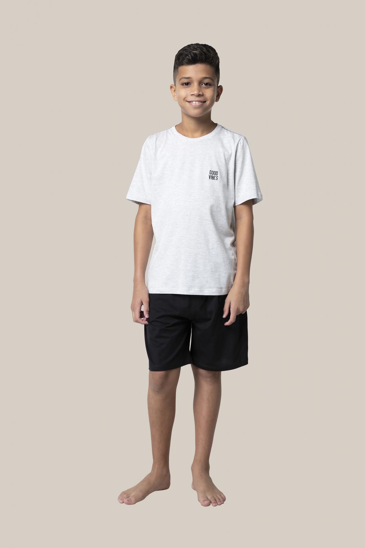 PIJAMA MASCULINO INFANTIL BOCEJINHO MANGA CURTA GOOD VIBES FAMILIA