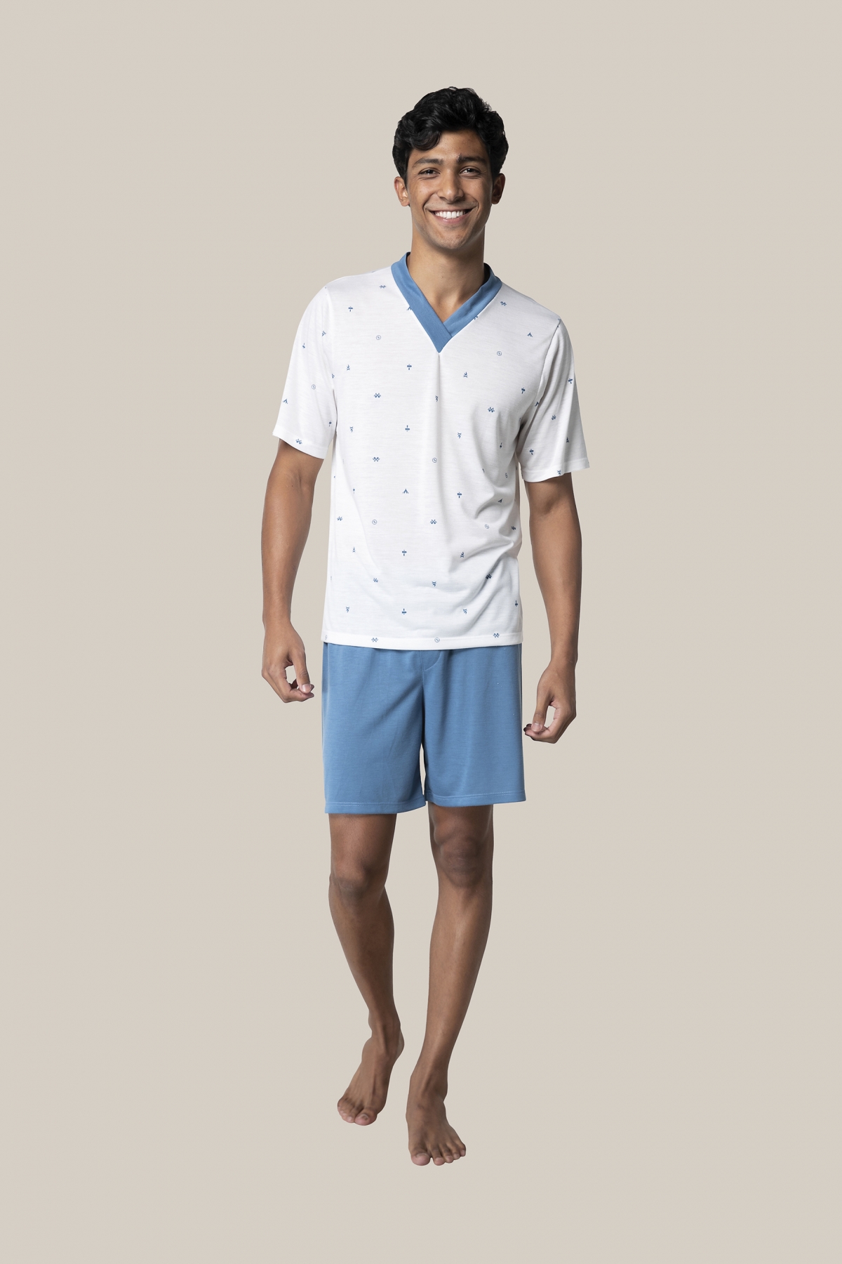 PIJAMA MASCULINO BOCEJINHO MANGA CURTA CINZA PLUS SIZE