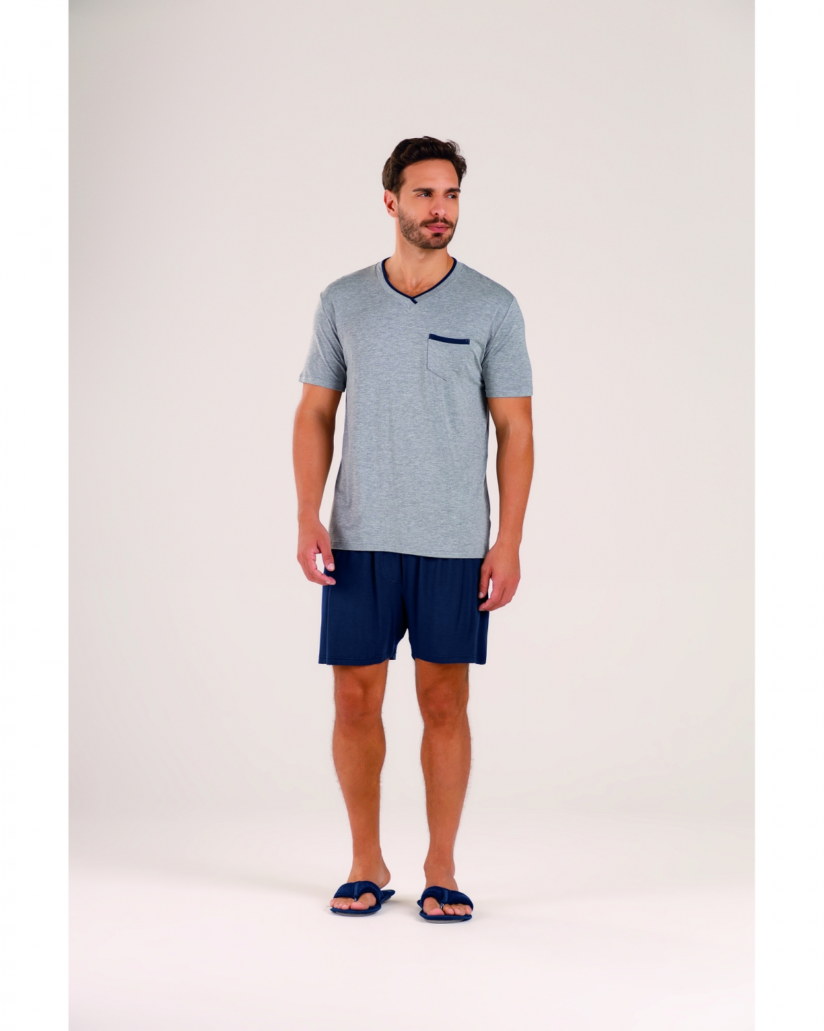 PIJAMA MASCULINO COR COM AMOR VISCOLYCRA BOLSO MESCLA